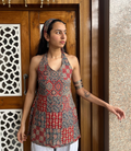Kumkum Halter Neck Short Kurti (with hair band / hair tie)