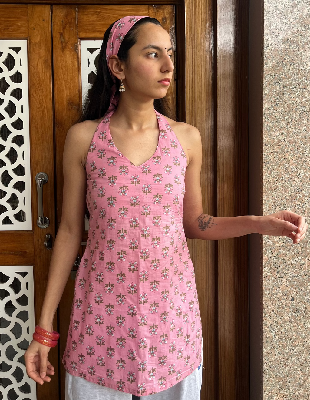 Kumari Halter Neck Short Kurti (with a hair band / hair tie)
