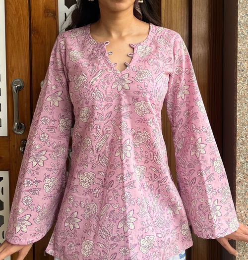 Bahaar Bell Sleeved Short Kurti (with hair band / hair tie)