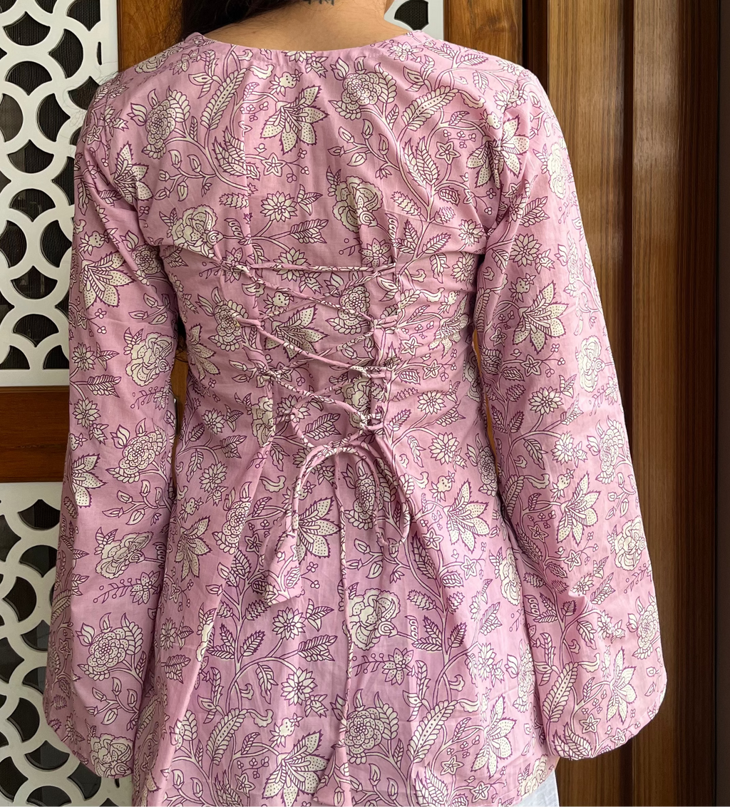 Bahaar Bell Sleeved Short Kurti (with hair band / hair tie)